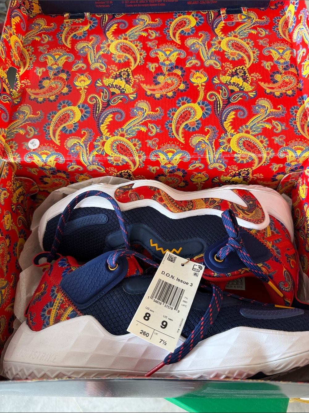 adidas D.O.N. Issue 3 Navy Red Yellow Athletic Shoes